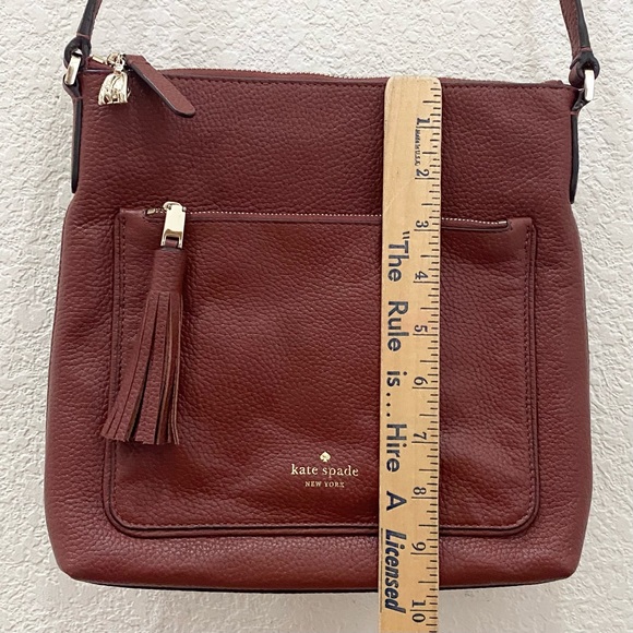 KATE SPADE Port Brown Leather On Purpose Zip Pocket Crossbody Bag - Picture 7 of 16